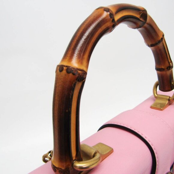 GUCCI Pink Leather Bamboo Shoulder Bag - Picture 13 of 16